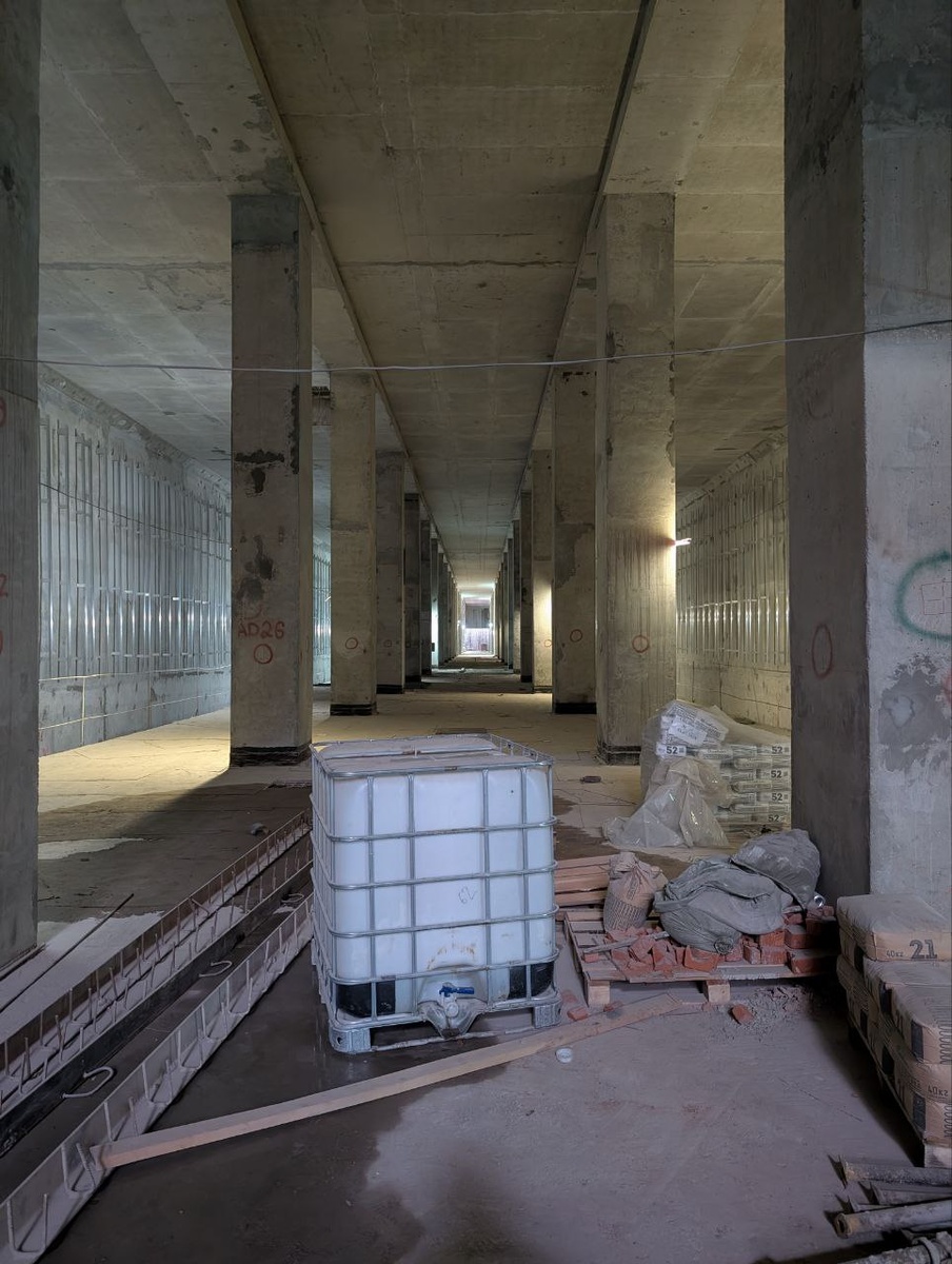 📷 1.1: На путевых стенах платформенного зала станции начался монтаж направляющих под панели отделки.