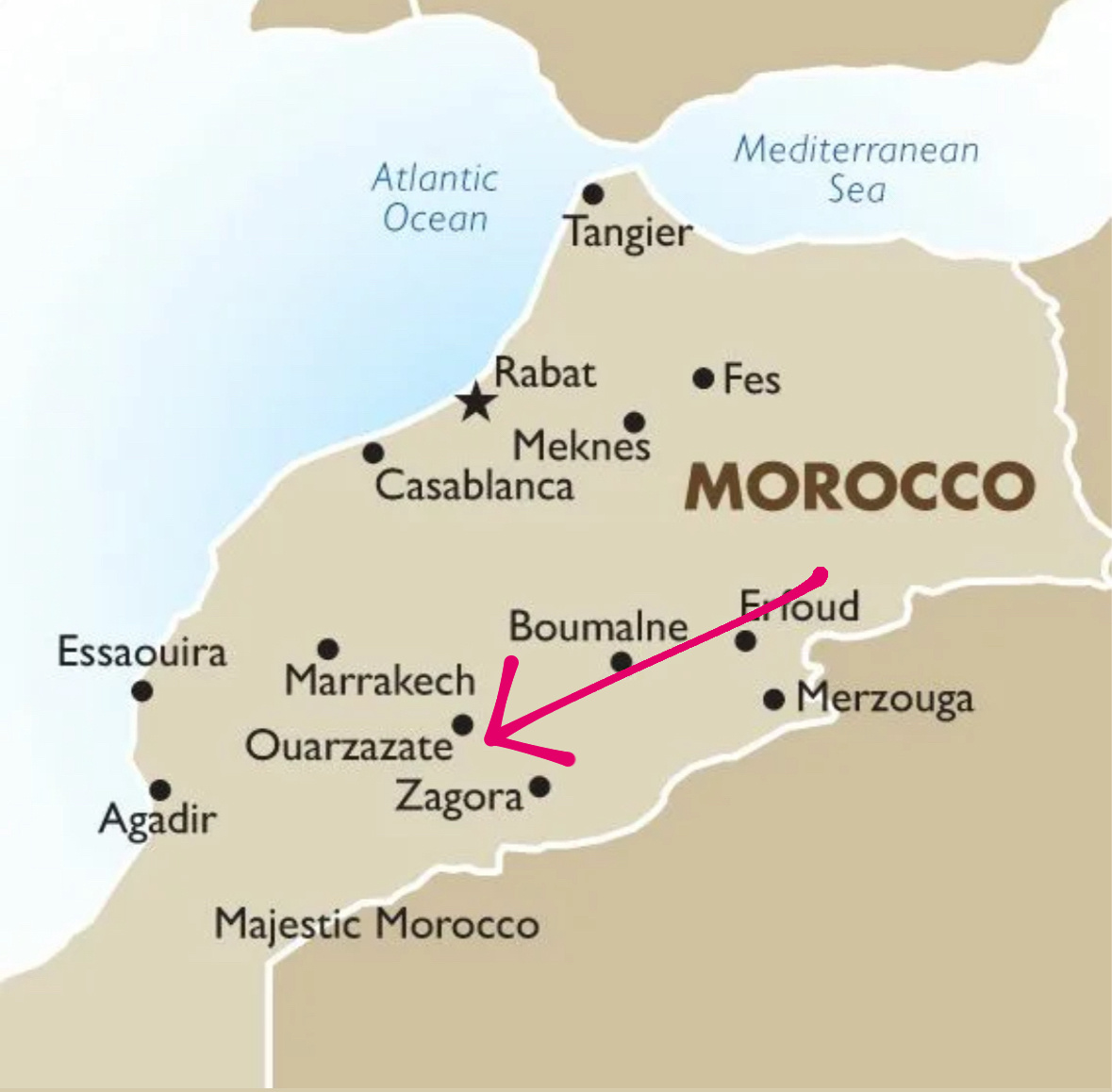 Ксар на карте Марокко