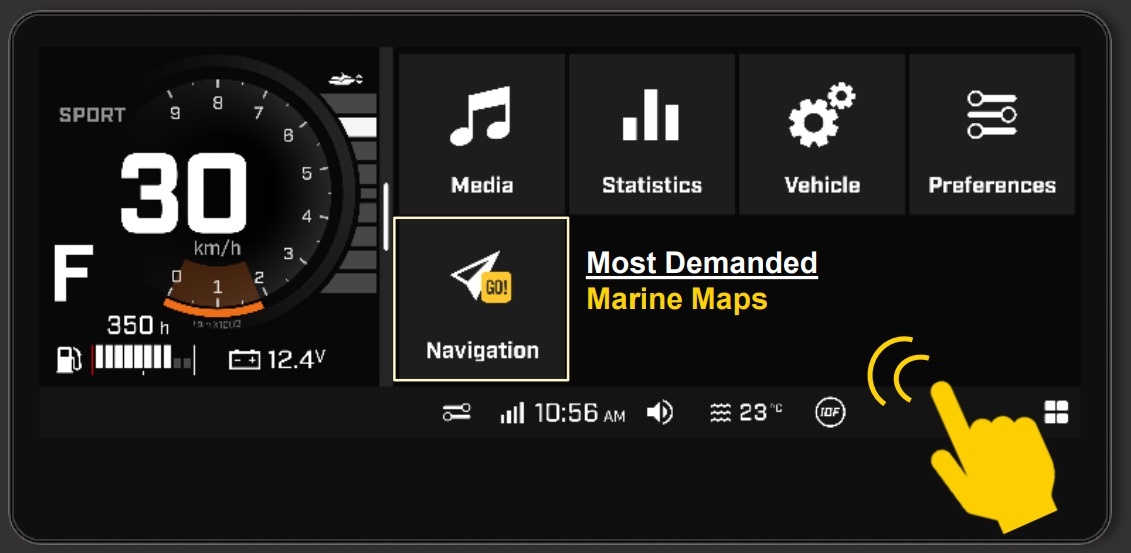 На GTX LTD и EPLORER PRO  доступны показания глубины. А на моделях GTX LTD и WAKE PRO  внизу отображается температура воды.