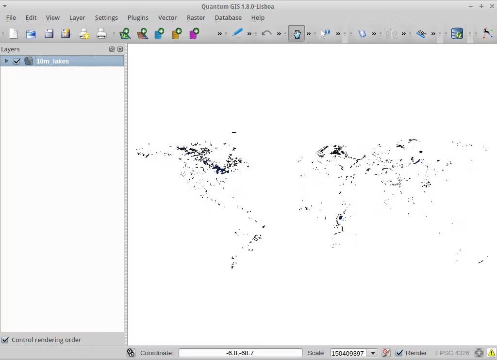 Создание карты с озерами в PostGis. Источник: live.osgeo.org