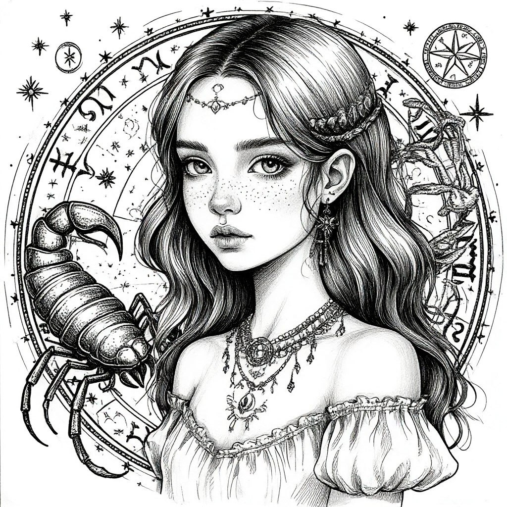 Знак зодиака -скорпион. Изображение сгенерировано ИИ "Шедеврум"