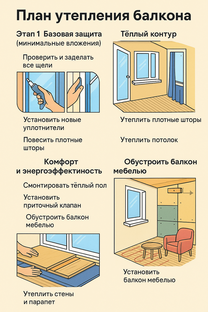 План утепления балкона