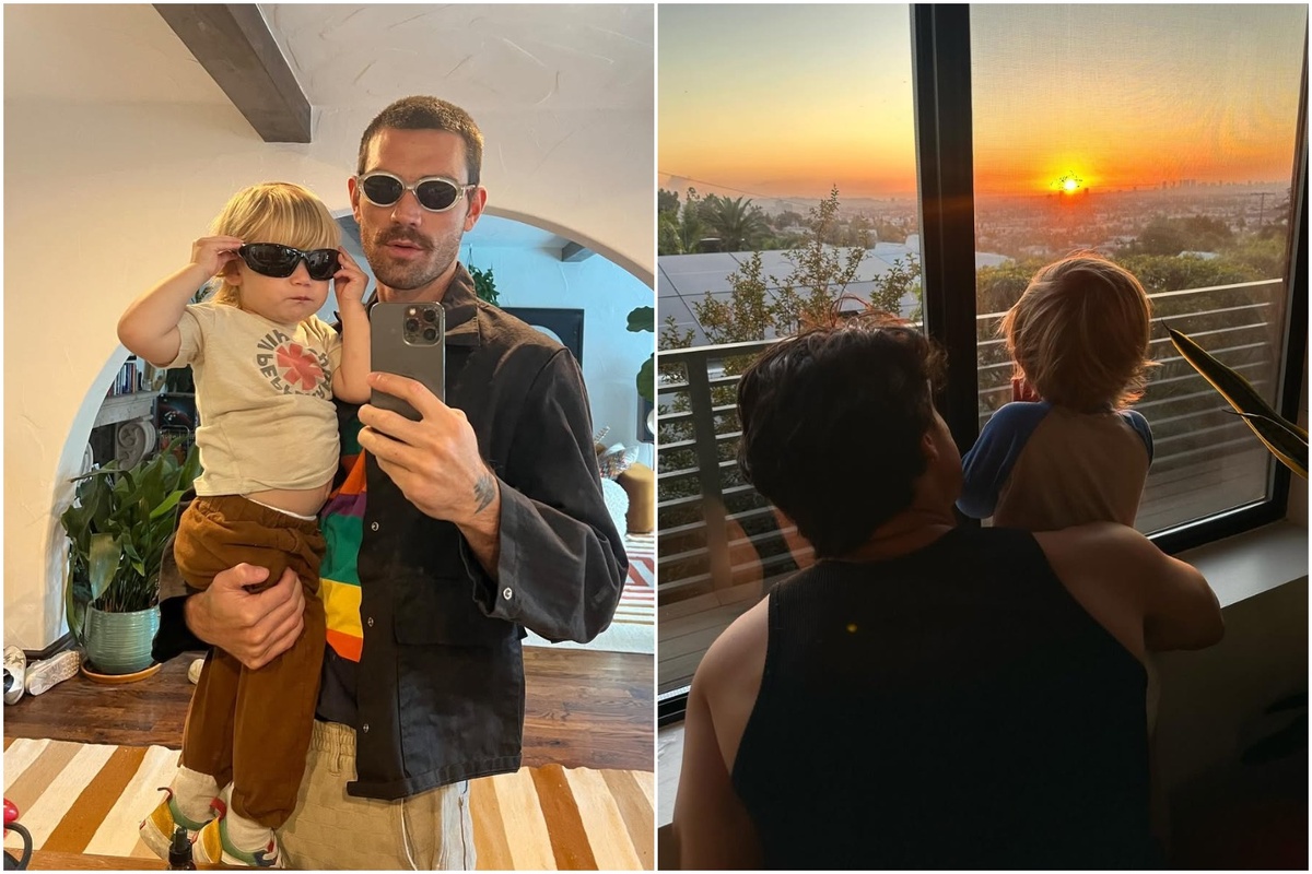 Кей Джей Апа с сыном Сашей и Чарльз Мелтон