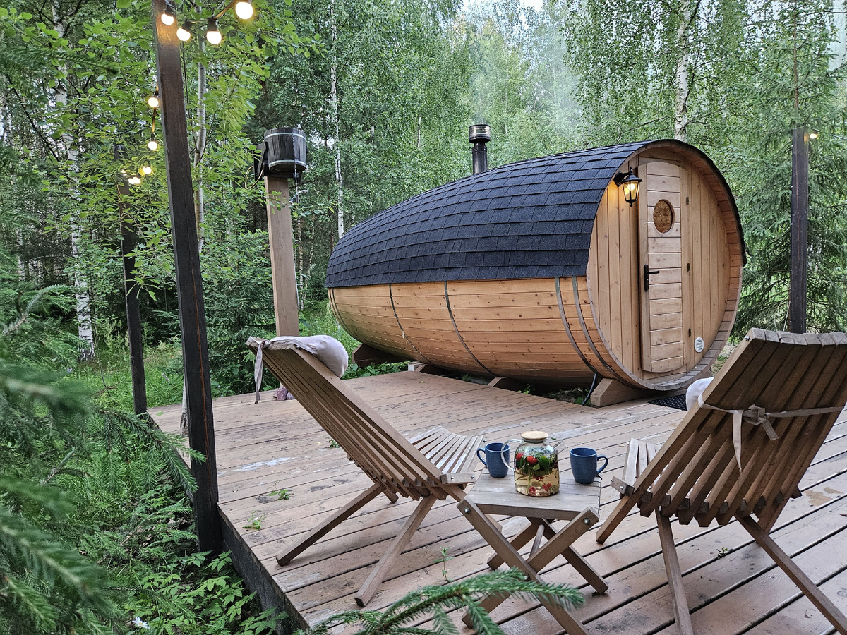 Баня рядом с треугольным домиком в Московской области