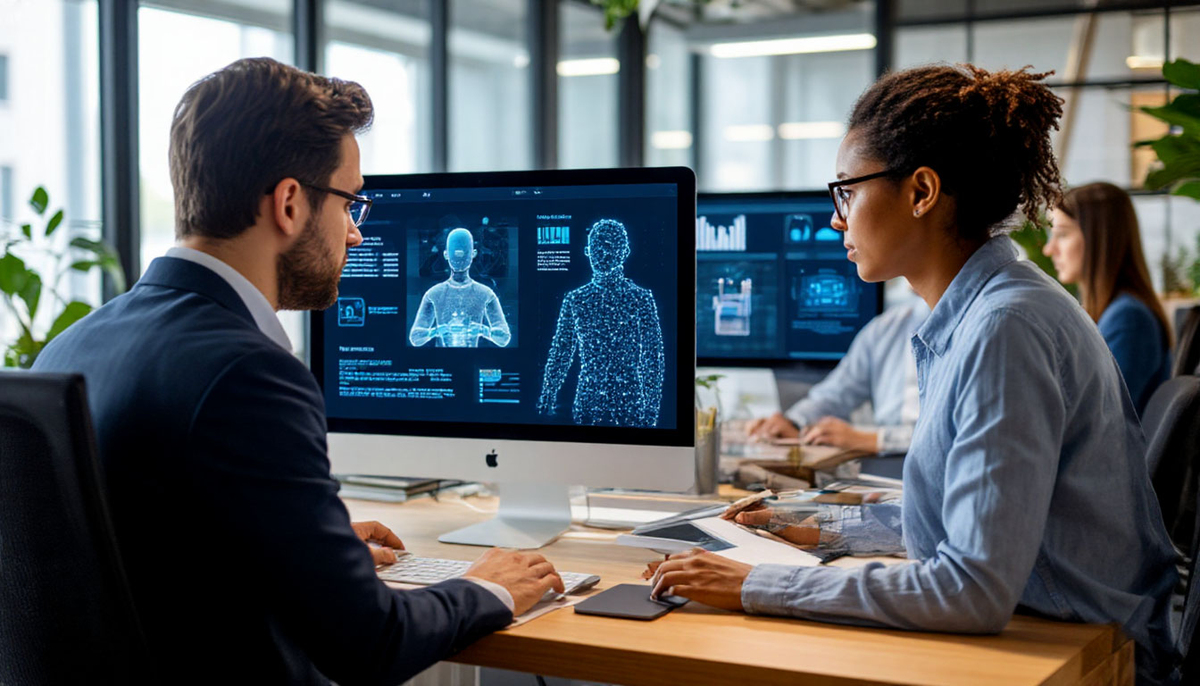 Офисные работники, получающие отчёты от ИИ