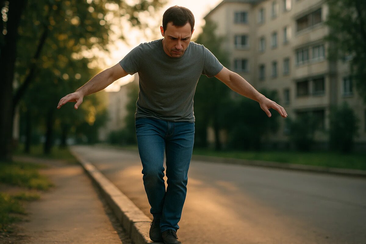 Мужчина теряющий равновесие