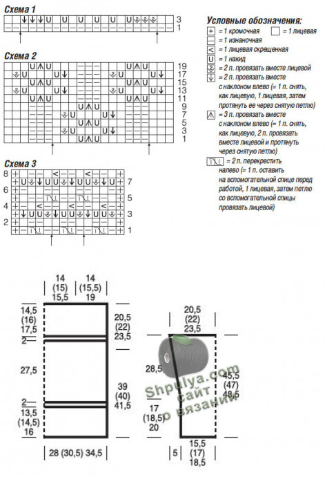 Схема вязания ажурного пуловера и выкройка