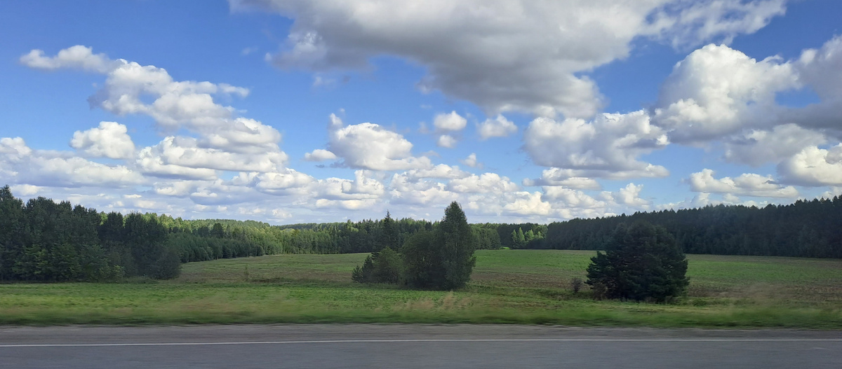 Здесь все сошлось как надо- и пейзаж из лесочка с полянкой, и облака над ними