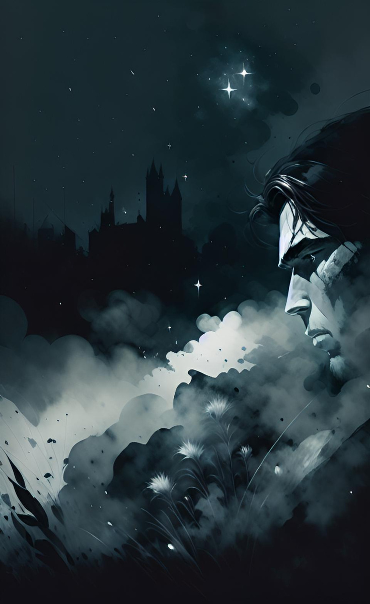 В звездных сумерках. Иллюстрация создана с помощью нейросети DreamAl и программы Photoshop.