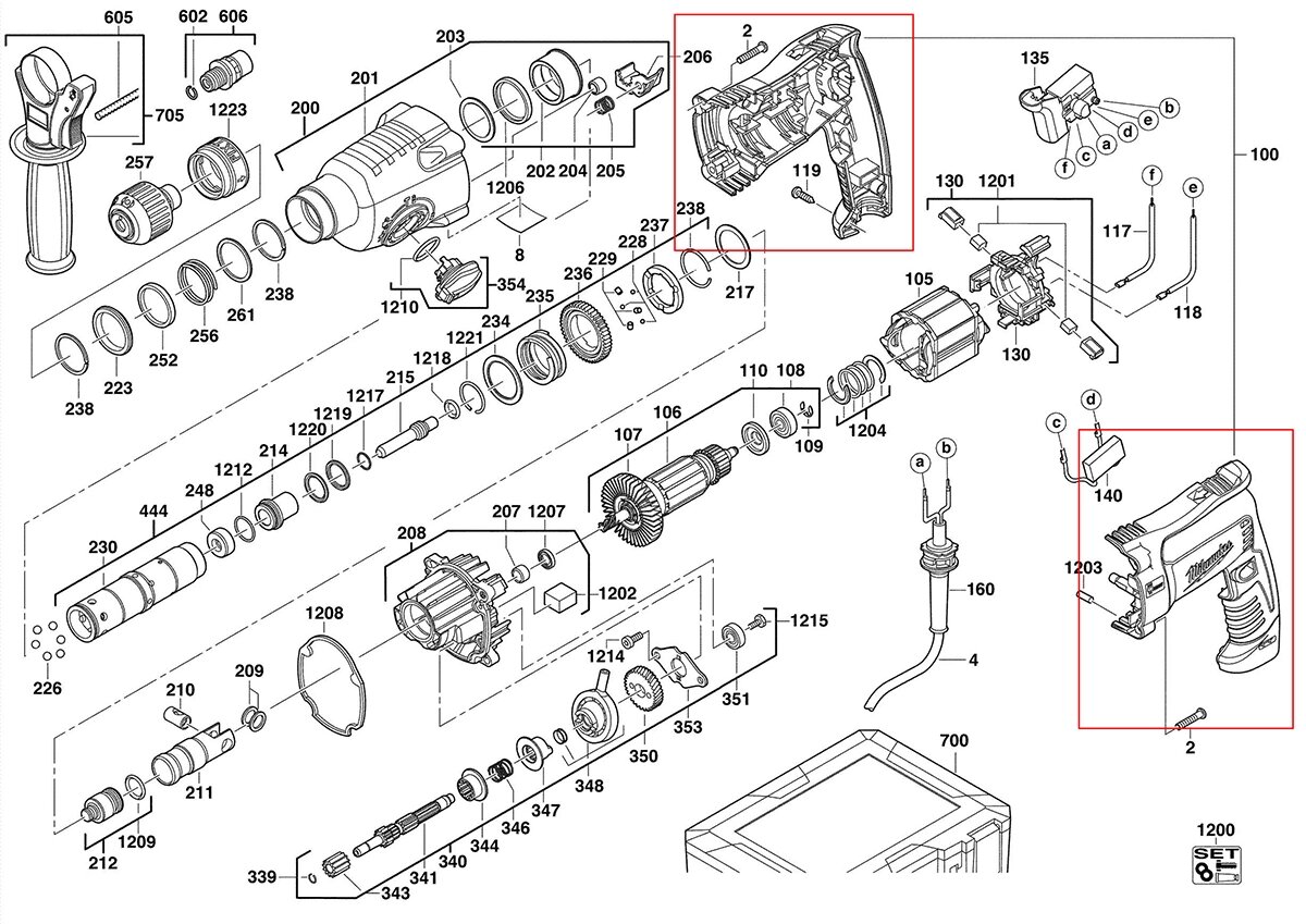 Оригинальный КорпусMilwaukee 201242003 для PH26 PH26X PFH 26