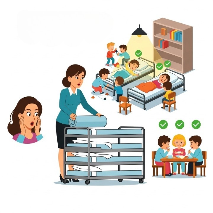 И спят, и едят, и играют - все в одной маленькой комнате!