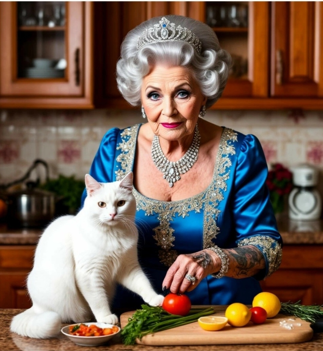 Мы с котиком готовим ужин.