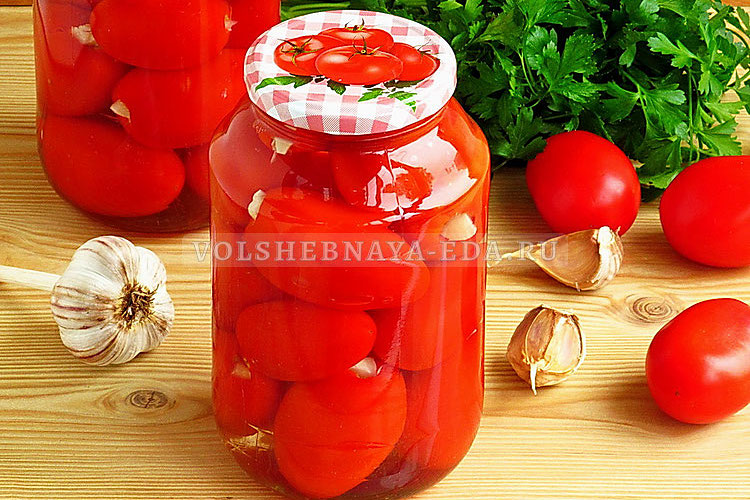 Помидоры, фаршированные чесноком, на зиму