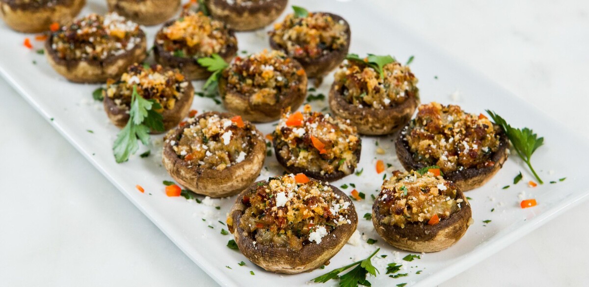    Фаршированные шампиньоны с киноа — секрет ресторанного шефа