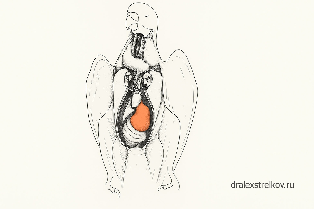 Эволюционное развитие наделило попугаев совершенным механизмом переработки пищи, не требующим какой-либо посторонней помощи в виде абразивных материалов. 