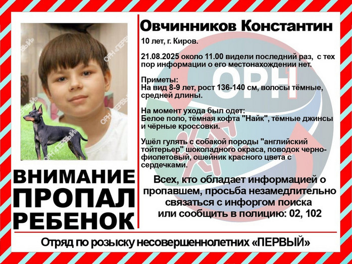 В Кирове ребёнок ушёл гулять с собакой и не вернулся