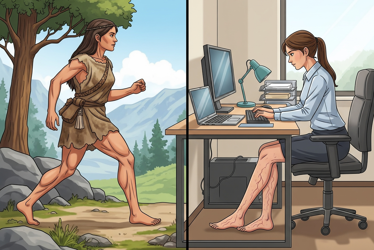 Раньше добывали пищу на улице, теперь за компьютером. Нам вроде хорошо, ногам - нет!