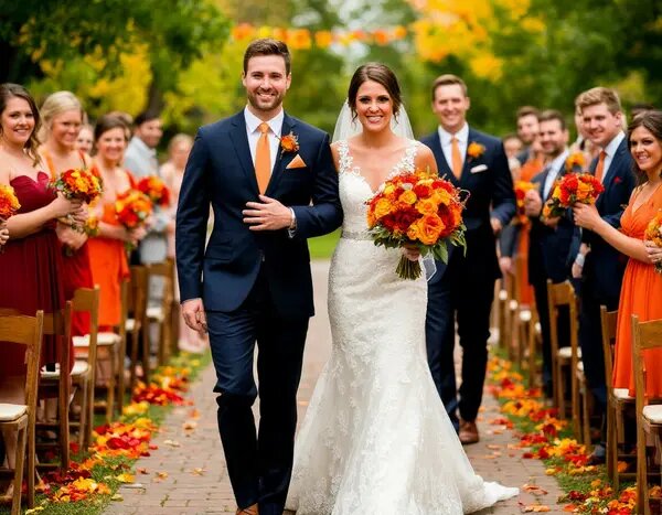   Оранжевый или желто-красный букет подойдет для осенней свадьбы Вера Курилыч