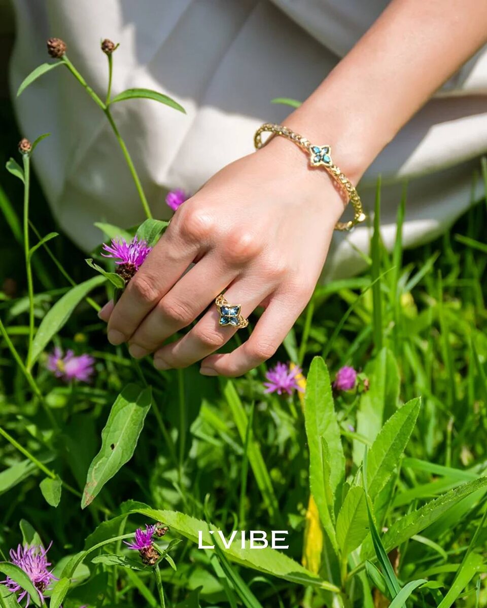 Кольцо и браслет из жёлтого золота с London-топазами