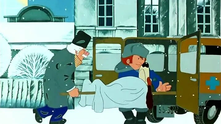 Умирающего Рекса увозят в ветклинику.