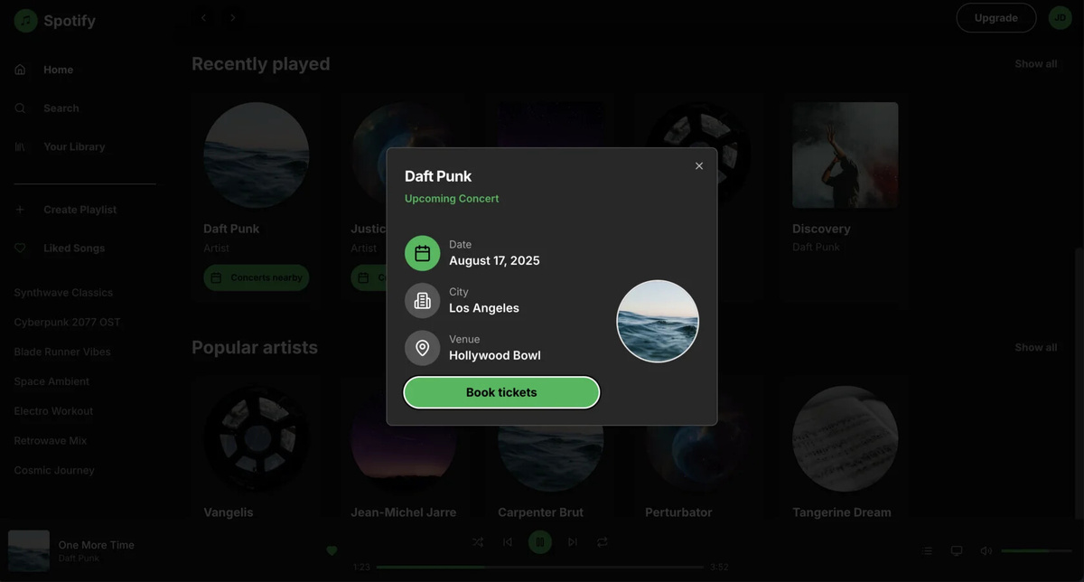 Прототип новой фичи "Концерты рядом"