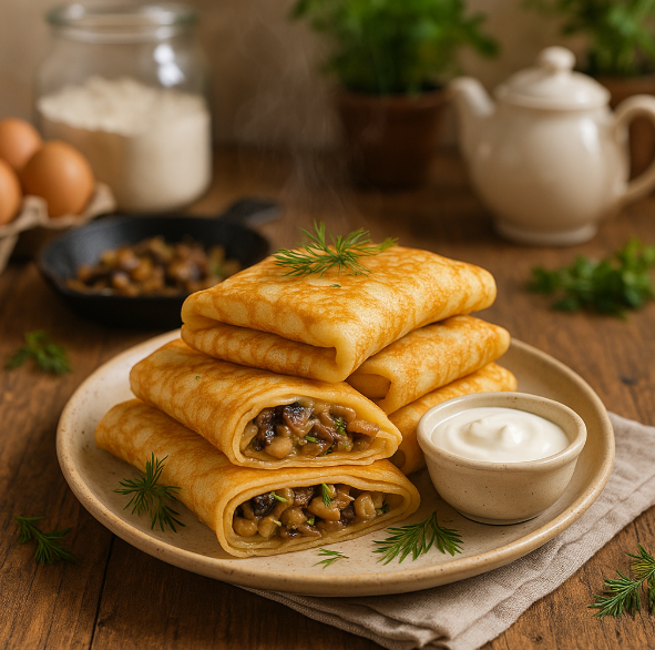 Блины с грибами без мяса рецепты от Дарики