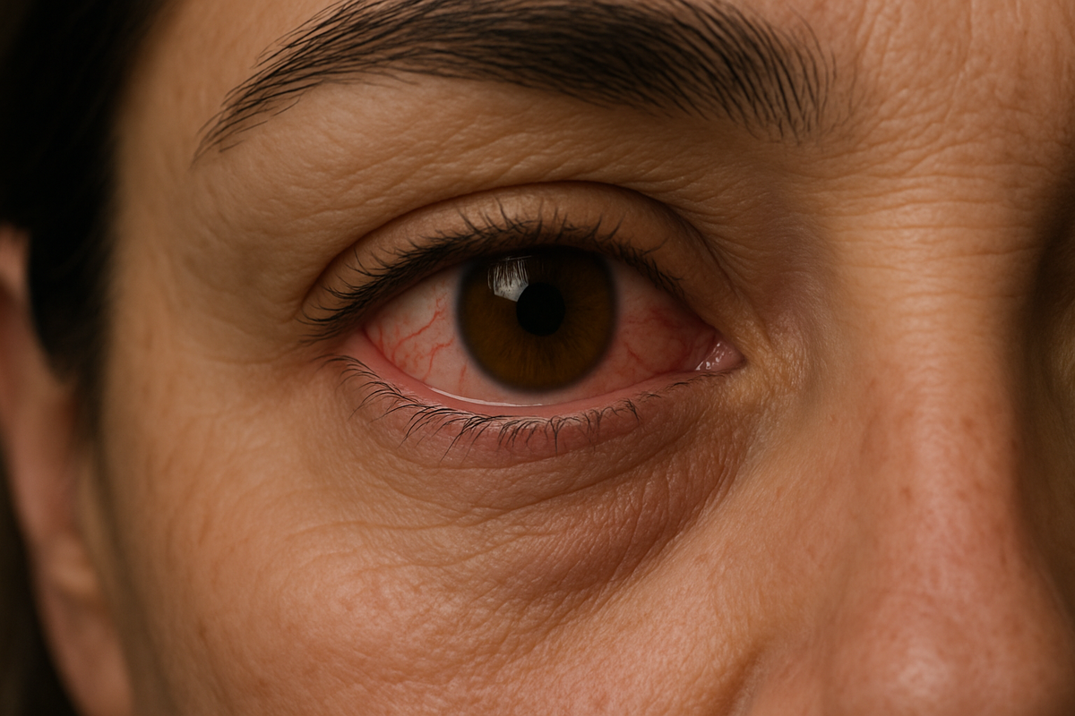 Сильное раздражение глаз: выраженное покраснение и воспаление