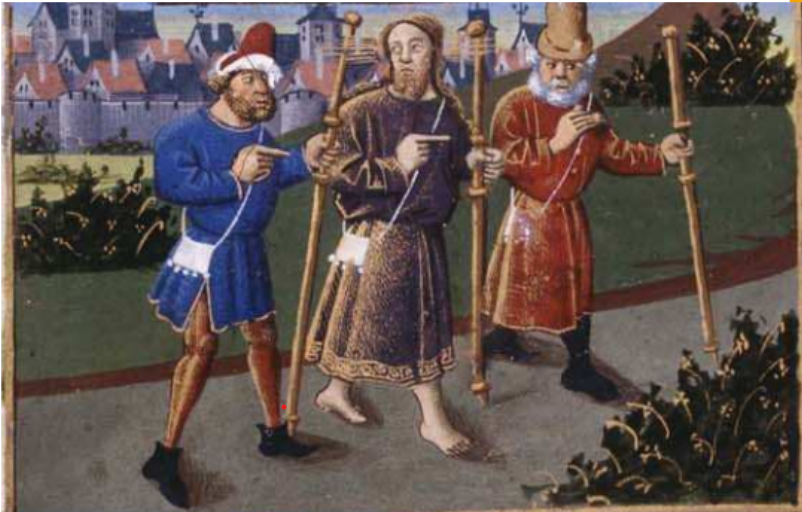 Путешествие в Эммаус. Horas de Alonso Fernández de Córdoba de la Biblioteca Nacional. Madrid VITR/25/3  fol.186r
