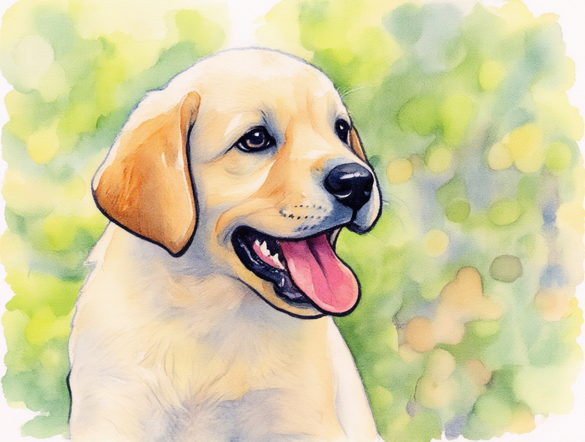Рисунок щенка лабрадора в стиле акварели