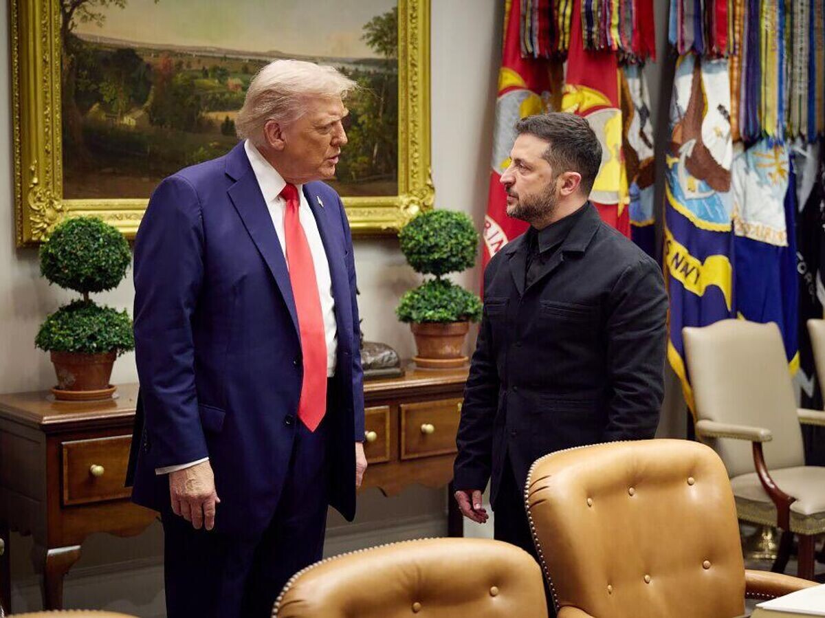    Дональд Трамп и Владимир Зеленский во время встречи© Getty Images / Anadolu/Ukrainian Presidency