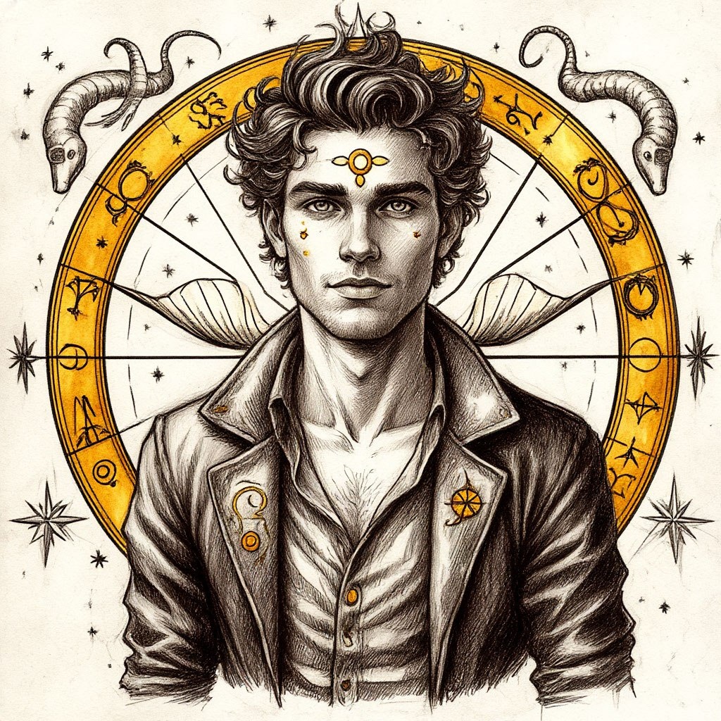 Знак зодиака - Змееносец. Изображение сгенерировано ИИ Шедеврум. 