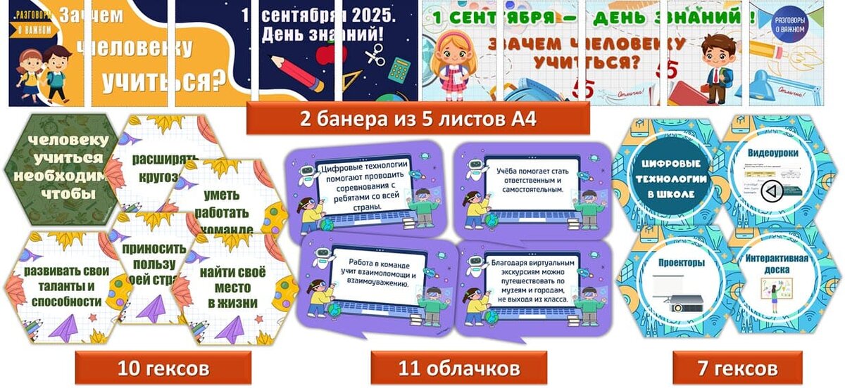 Зачем человеку учиться? Гексы, баннеры, речевые облачка.