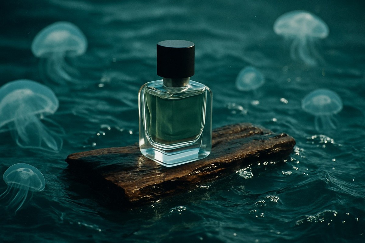 Это примерная визуализация ароматов акватической группы с морской солью. Источник: нейросеть