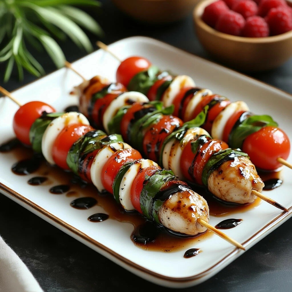 Капрезе на шпажках. Аромат: свежий базилик и сладковатый запах бальзамического уксуса.