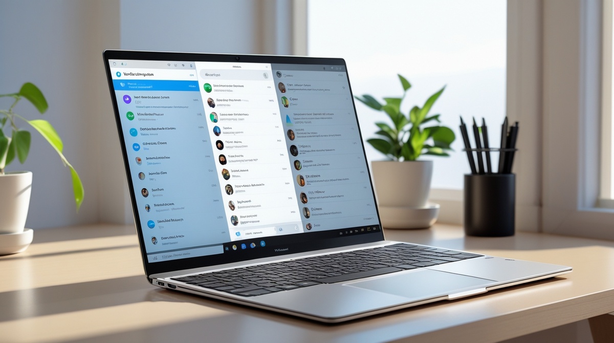 Ноутбук с открытым Telegram