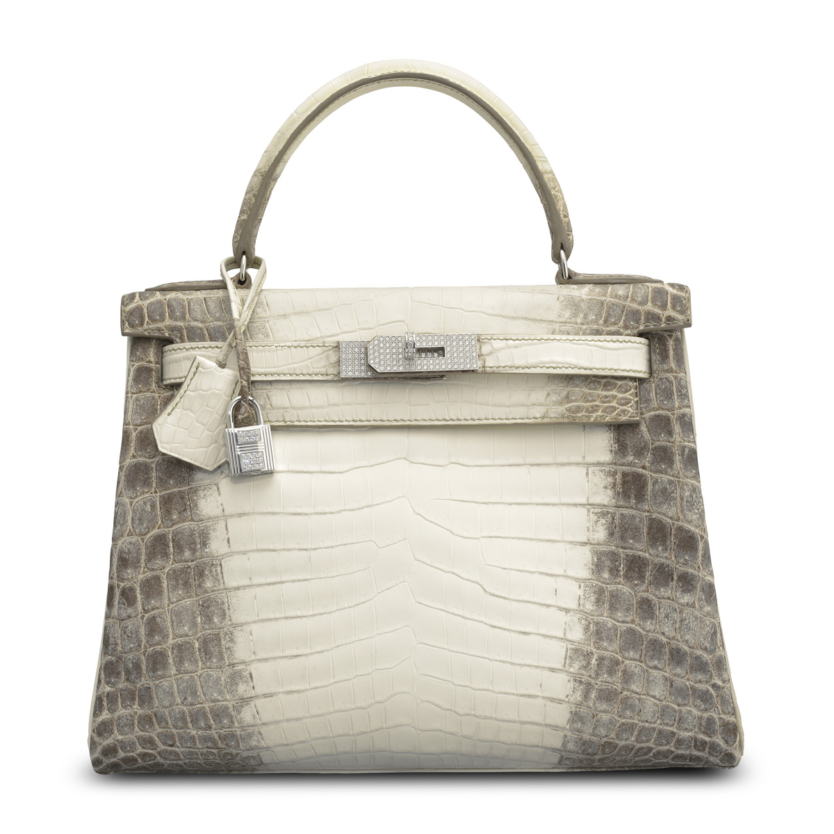 Икона окраса — Hermès Himalaya Birkin (матовый Niloticus, градиент «снег→скала»). Источник: Christie's «Deconstructed: The Hermès Himalaya».