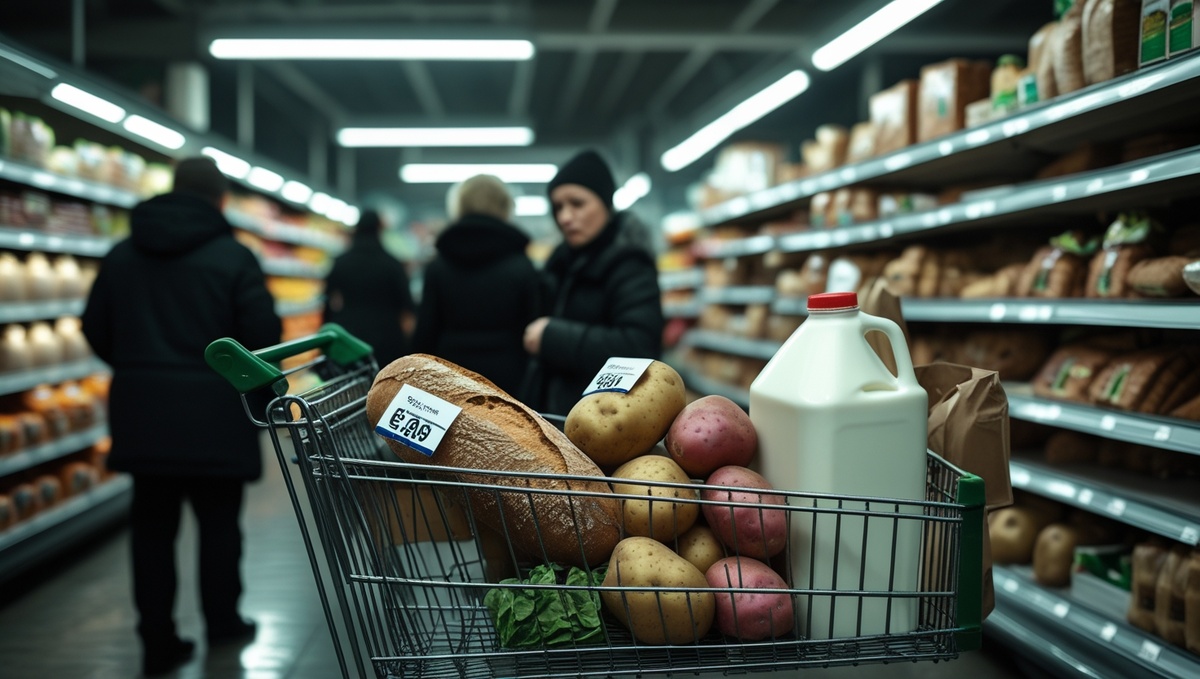 Полупустая тележка в магазине: базовые продукты стали роскошью.