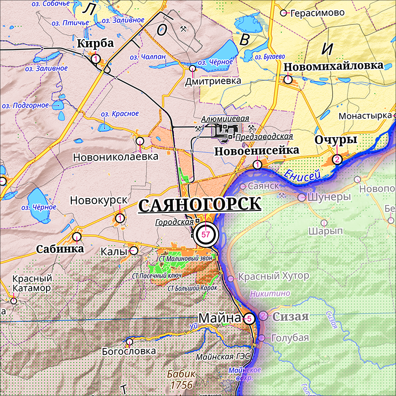 Новая карта ОТРОК Республики Хакасия, 138 х 87 см, на плотной баннерной ткани, от 2235 руб. На Озоне и Яндекс Маркете. Фрагмент.