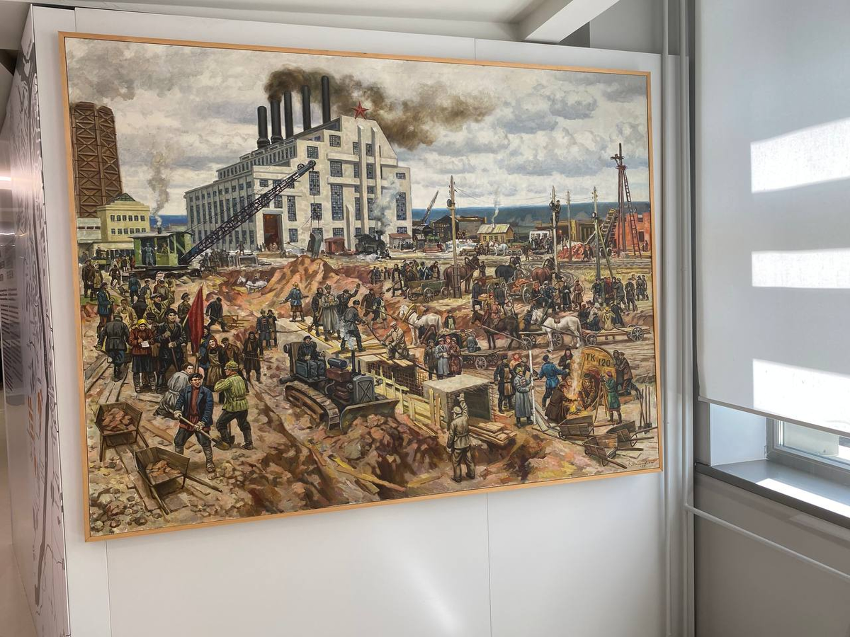 Картина "Строительство ГАЗ". Музей истории ГАЗ