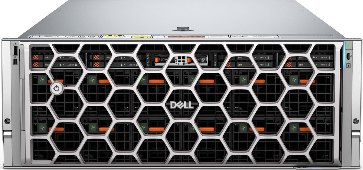 Сервер Dell PowerEdge XE7740 вид спереди с фальш-панелью