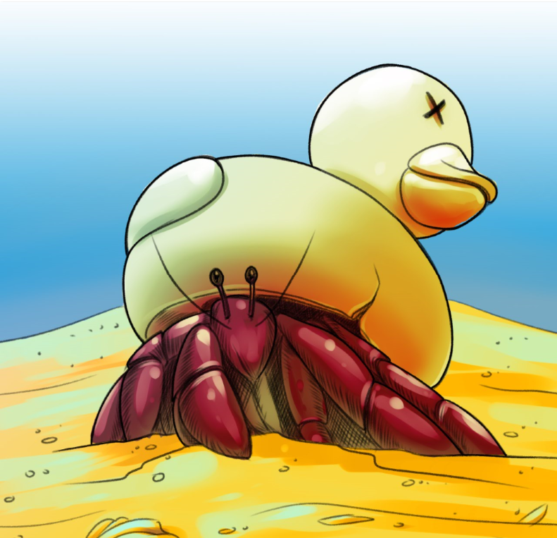 В комиксе "Дары бродячих льдов", где мир выходит из нового ледникового периода, тающие айсберги часто приносят с собой артефакты прошлого, в том числе и легендарных желтых уточек.