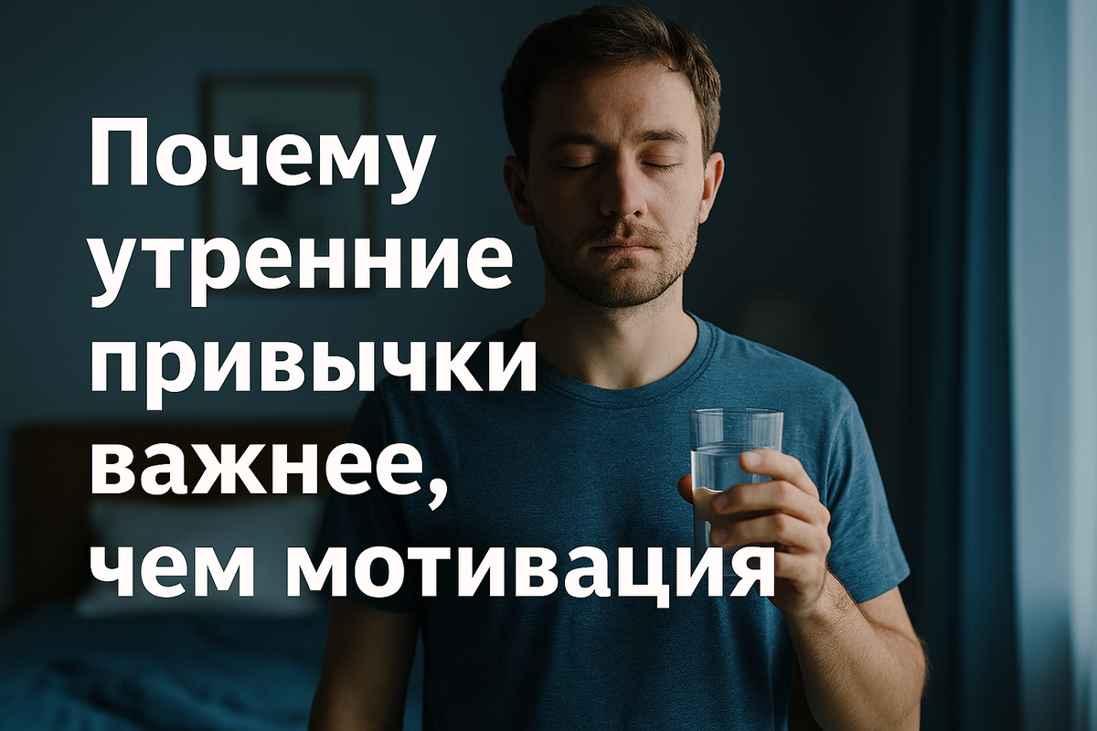 «Я раньше думал, что секрет продуктивности — в мотивации. Смотрел ролики, читал цитаты, вдохновлялся… но всё это сдувалось через пару дней. Переломный момент настал в дождливое ноябрьское утро, когда будильник зазвонил, а я, без всякого желания вставать, автоматически потянулся за стаканом воды и пошёл делать зарядку. В тот день я понял: привычки срабатывают там, где мотивация бессильна».