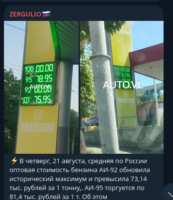    Скриншот: Telegram/ZERGULIO