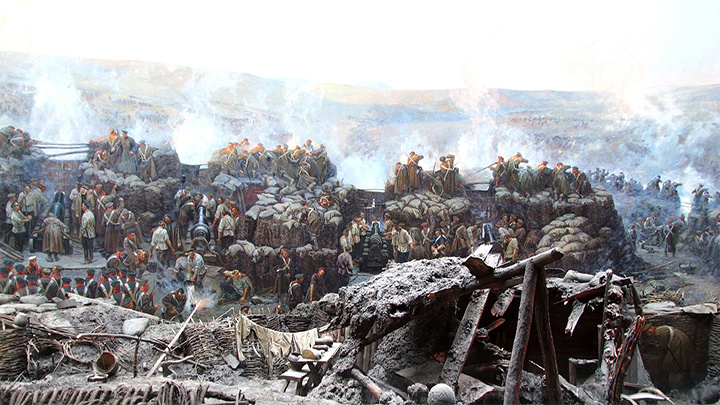    Оборона Севастополя. Фрагмент панорамы Франца Рубо. Источник: commons.wikimedia.org
