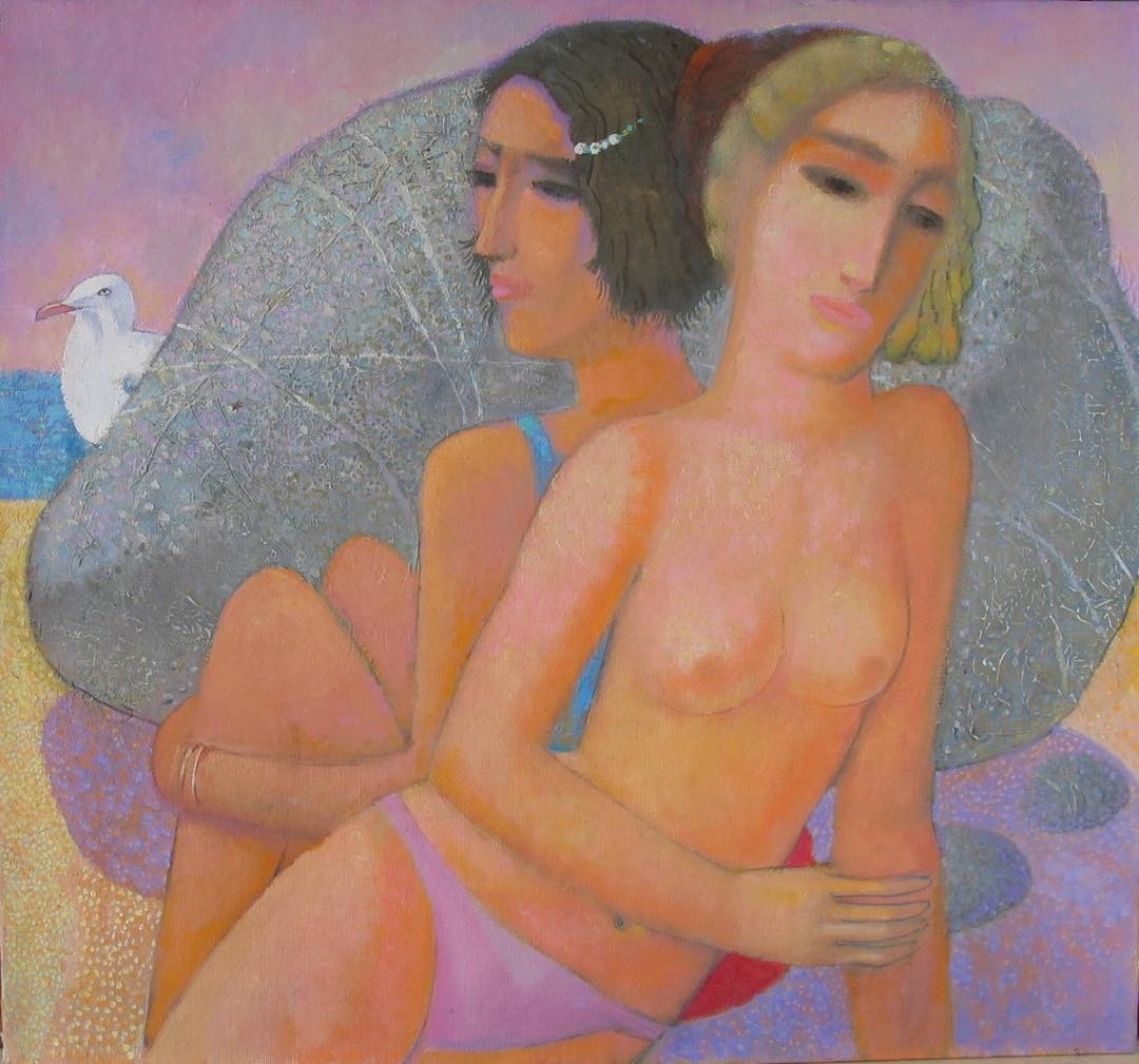 © Анатолий Тимошкин. Подруги. У моря. Холст, масло. 70 х 65см. 2014г.