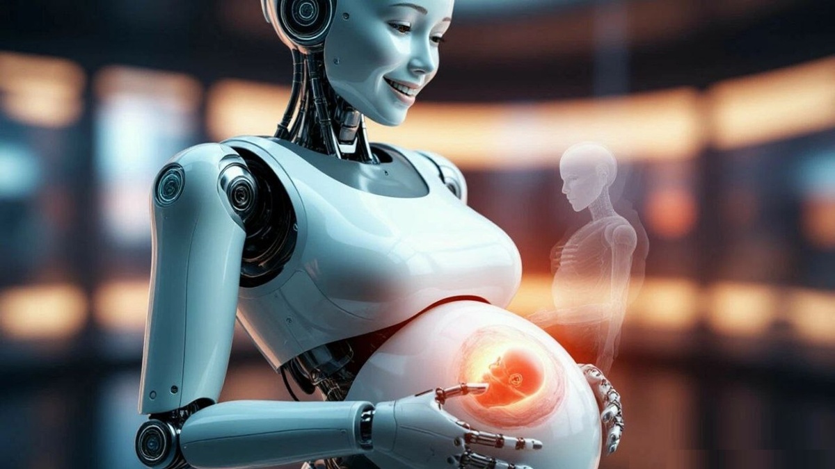 Иллюстрация для статьи "Китай создаёт роботов-матерей: беременный робот – звучит дико или уже норма?", канал "Техно Колибри", Дзен. 