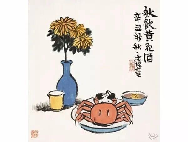 «Осеннее питие вина с хризантемой» 秋饮黄花酒 Фэн Цзыкая 丰子恺