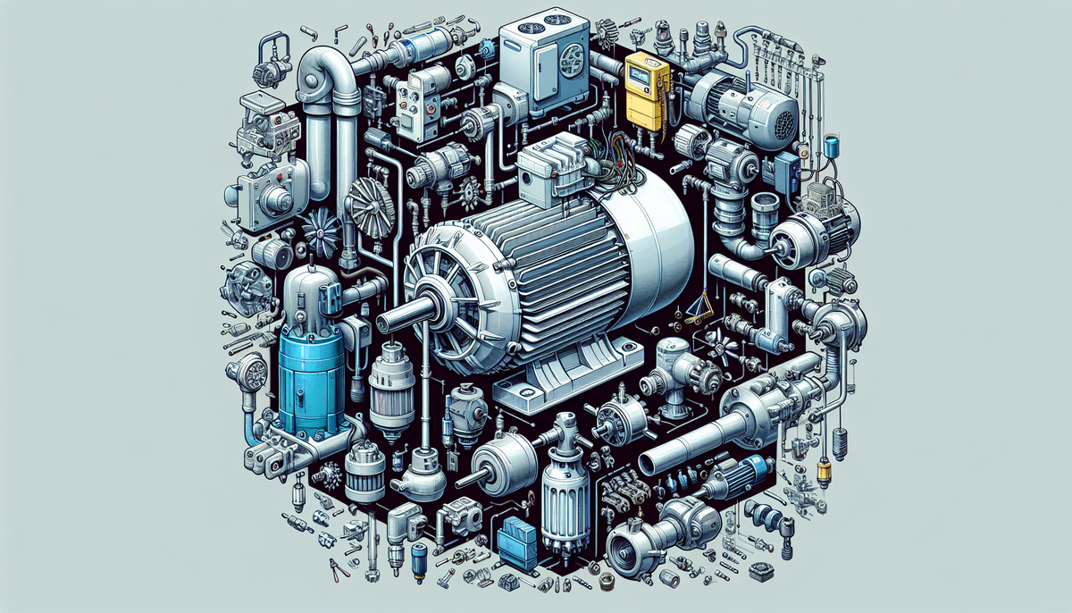 Внешний вид асинхронного электродвигателя. Изображение создано нейросетью. 