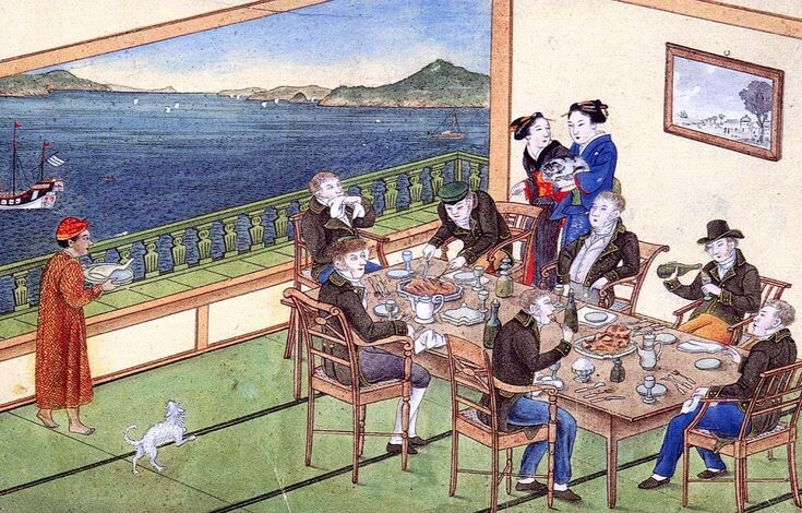 Картина из ресурсов Pinterest Япония в 18 веке, голандские купцы.