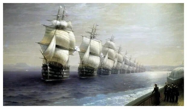 И. Айвазовский. Смотр Черноморского флота в 1849 году. Изображение из открытых источников.